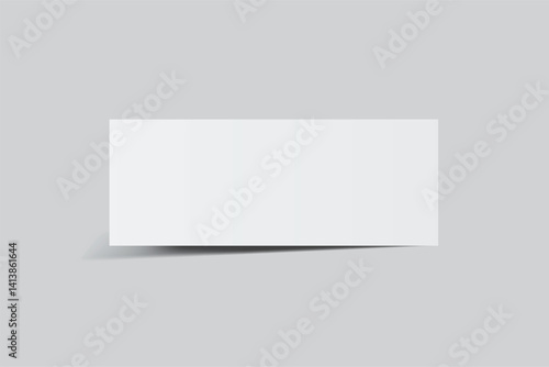 3D Realistic empty gift voucher card mockup isolated on background. Blank template for presentation discount, plastic coupon, train, movie, raffle, carnival, concert, festival, flyer or event ticket 
