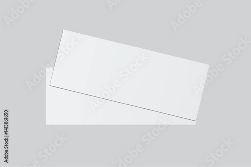 3D Realistic empty gift voucher card mockup isolated on background. Blank template for presentation discount, plastic coupon, train, movie, raffle, carnival, concert, festival, flyer or event ticket 
