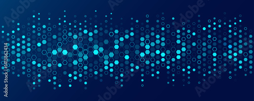 Abstract pattern of blue hexagons for Business or Science background. FinTech honeycomb mosaic. Medical technology research presentation. Vector Illustration backdrop. EPS 10