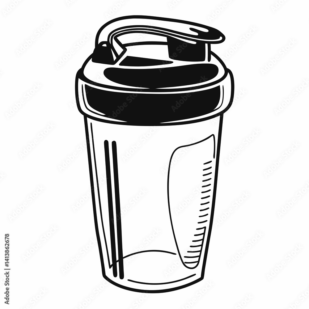 Protein Shake Line Art Icon - line art vector illustration in white background Protein Shake Line Art Icon - line art vector illustration in white background