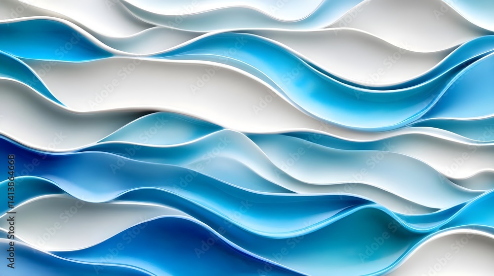 Obraz premium Abstract Blue & White Wave Background - Abstract backgrounds