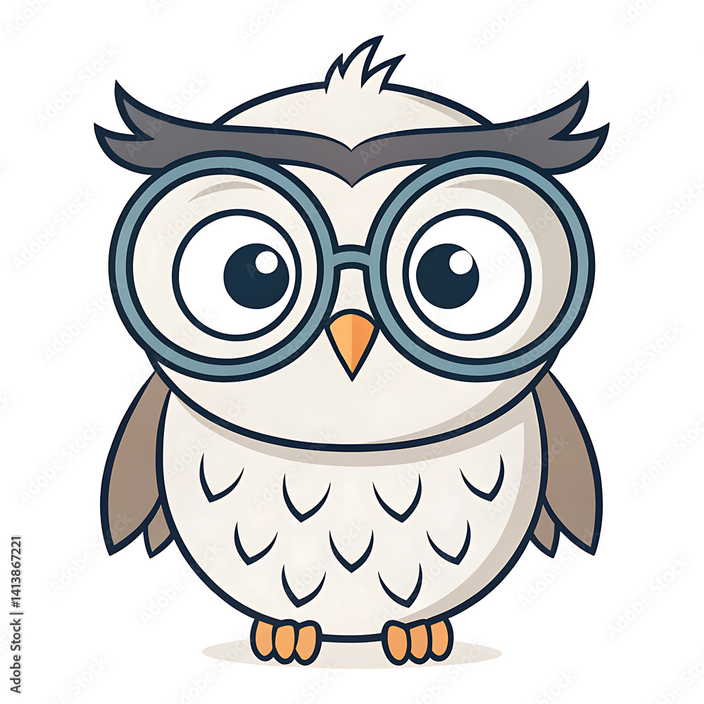 Fototapeta premium Whimsical Illustration of a Wise Owl Clipart in a Cheerful Style for Educational Purposes