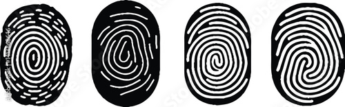 Fingerprint Icon set in black flat style. 