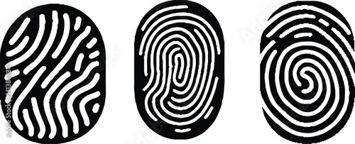 Fingerprint Icon set in black flat style. 