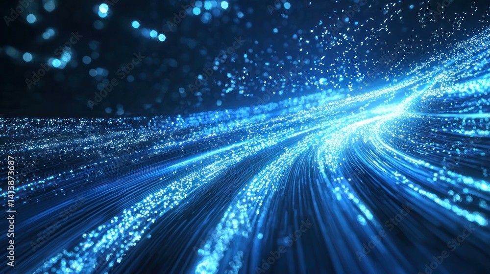 Obraz premium Data streams flowing between clouds in a virtual network.
