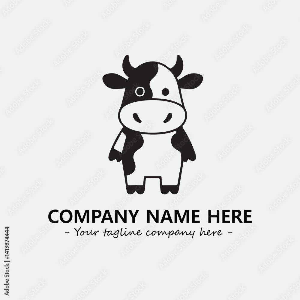 Cow illustration black and white for logo company vector image
