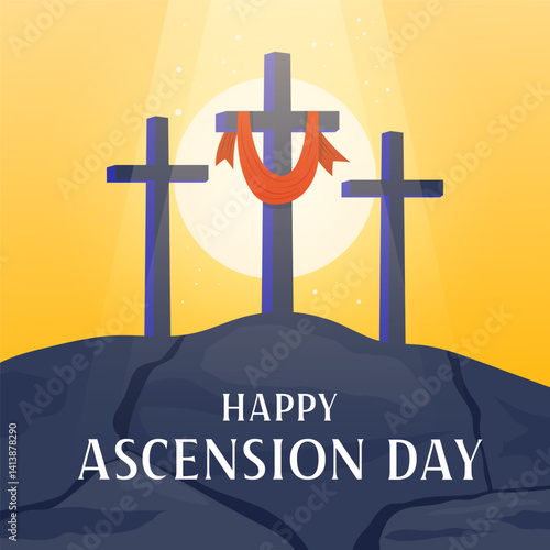 ascension day illustration design in gradient style
