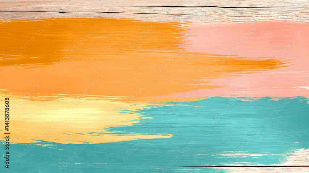 Obraz premium Abstract Horizontal Brushstrokes Painting in Warm and Cool Tones