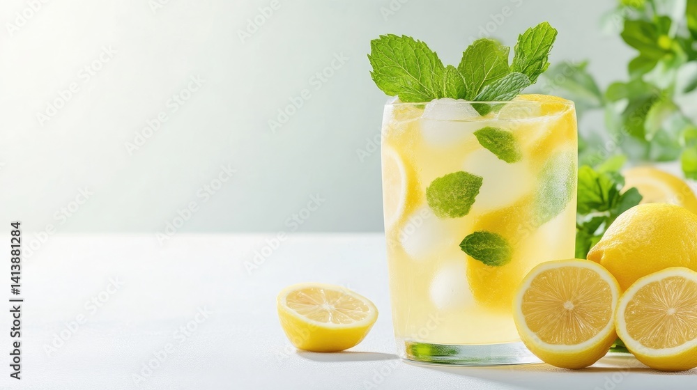Fototapeta premium Refreshing Iced Lemonade with Mint