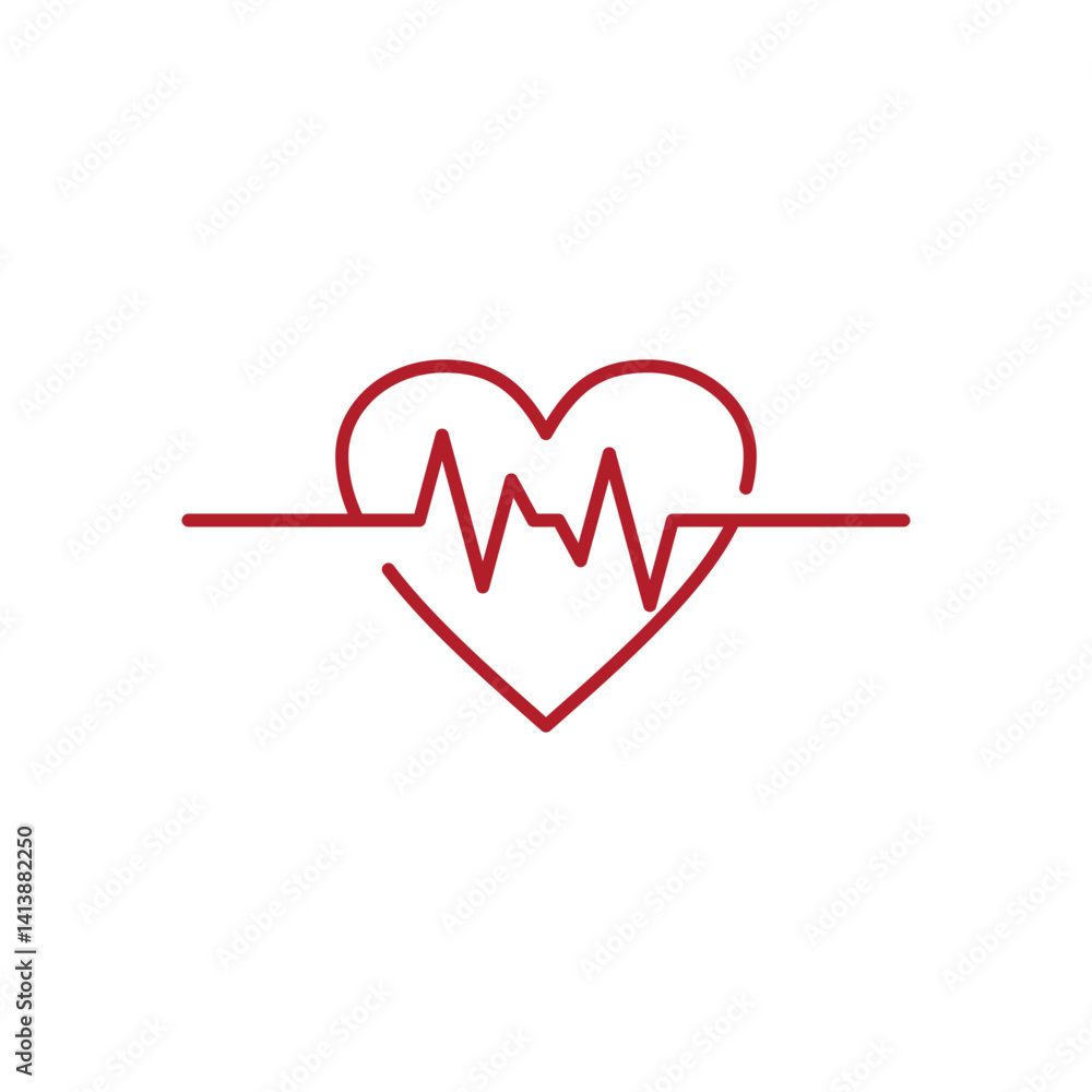 red heart beat line icon red heart beat line icon