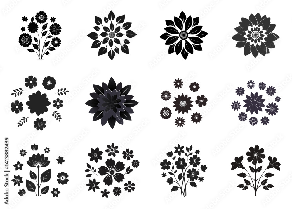 set of floral elements,flower vector set,flower illustration set of floral elements,flower vector set,flower illustration