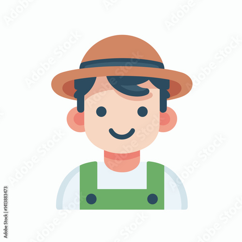 Smiling farmer with a hat in a simple illustration style  