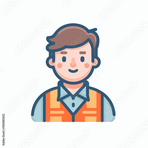 Smiling male worker in safety vest against plain background  
