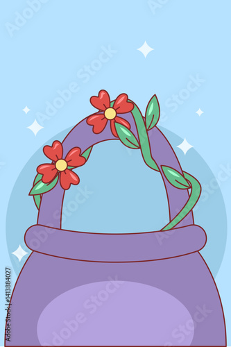 A trio of balloon-like flowers mounted on poles mimic street decorations, blending playfulness with urban aesthetics.