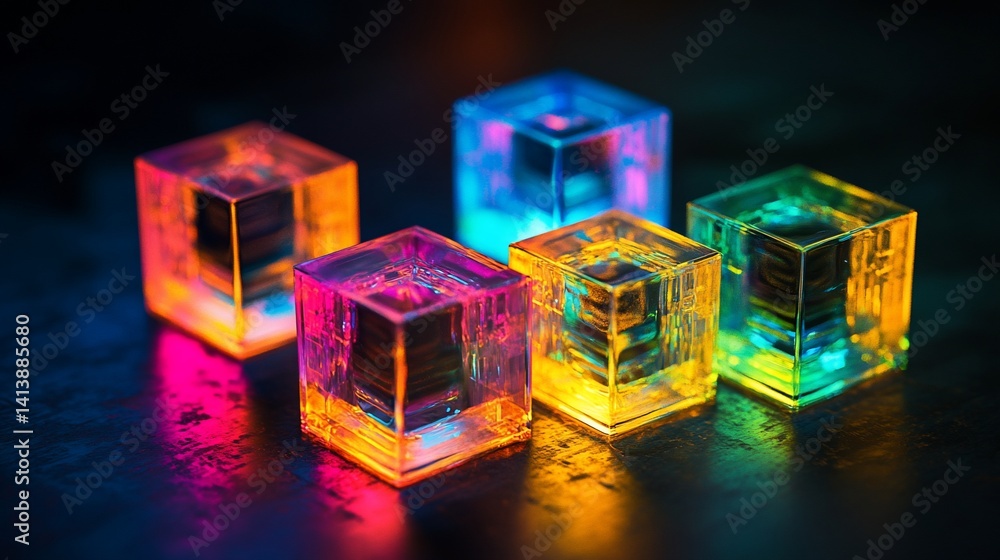 Illuminated Cubes: A Symphony of Neon Colors