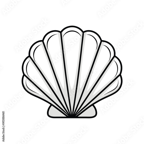 Scallop shell Vector art and illustration, Scallop silhouette