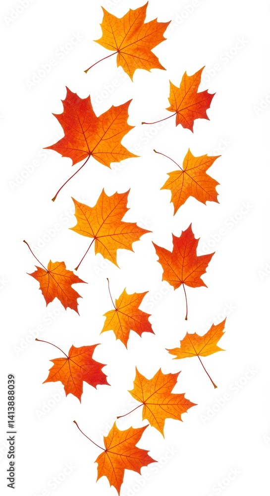 Falling Autumn Leaves Isolated on White Background Falling Autumn Leaves Isolated on White Background