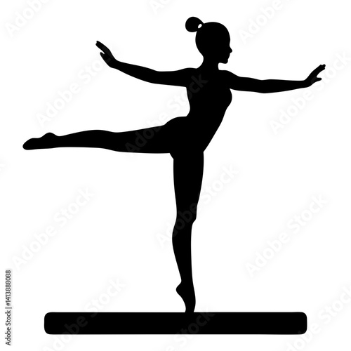 Silhouette of a gymnast on balance beam