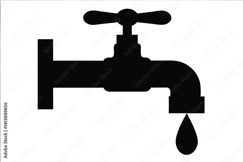 water tap with drop silhouette vector, faucet black vector, faucet symbol water tap with drop silhouette vector, faucet black vector, faucet symbol