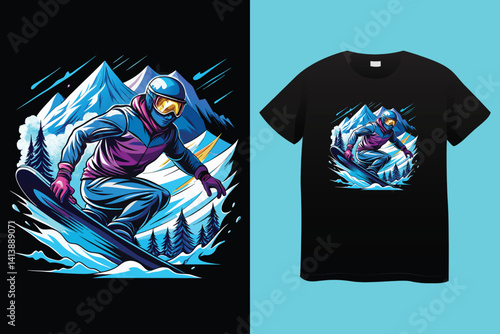 Ski winter sport vintage typography t shirt design with glasses and skier silhouette	