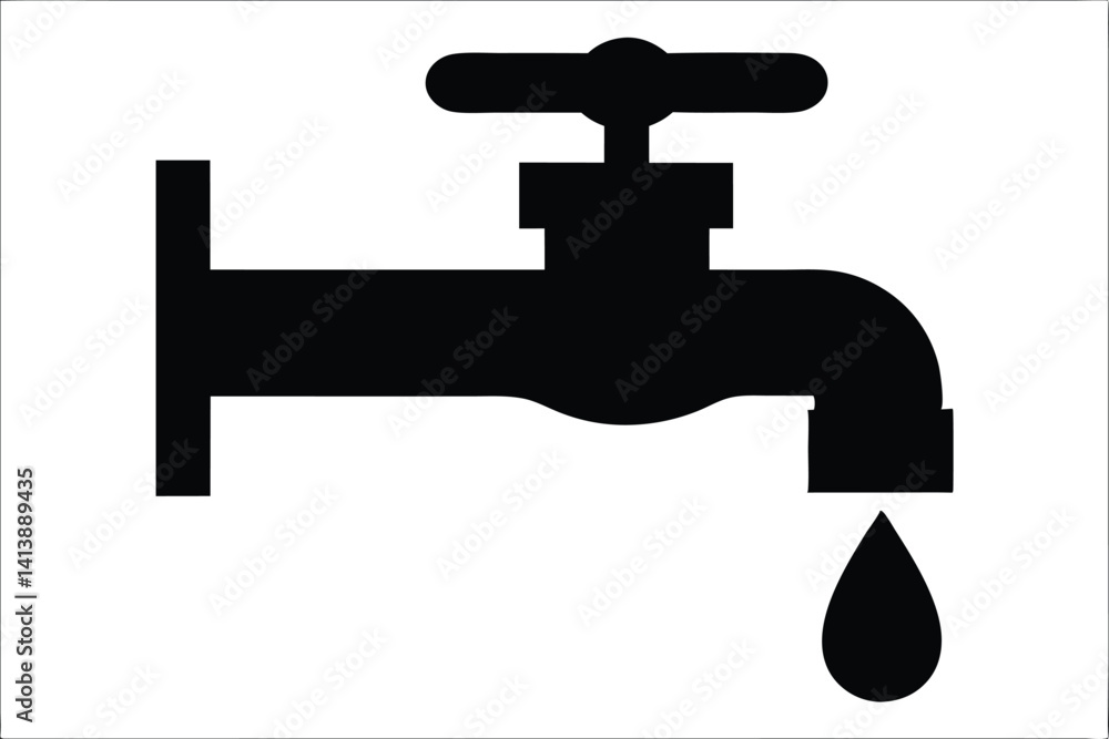 water tap with drop silhouette vector, faucet black vector, faucet symbol water tap with drop silhouette vector, faucet black vector, faucet symbol