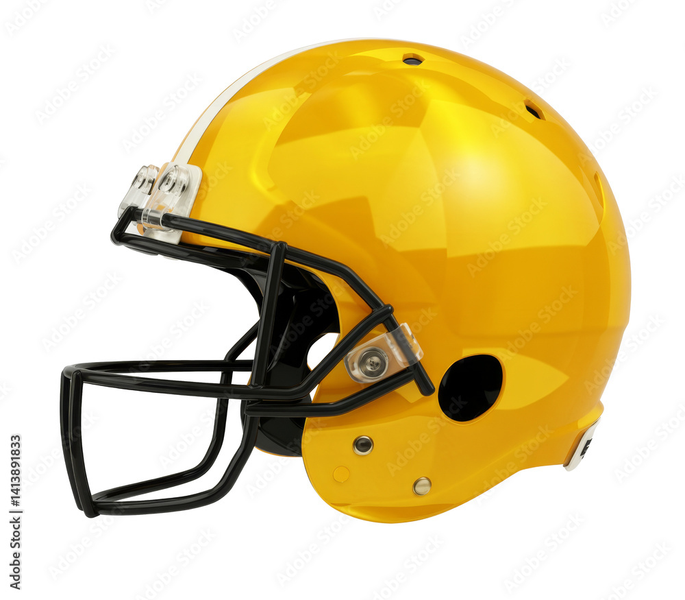 Fototapeta premium yellow football helmet isolated on white background
