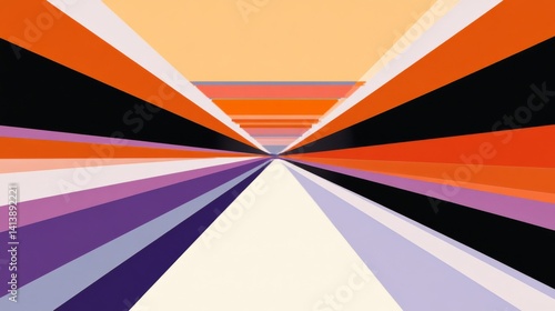 Black rays of light with orange and purple accents
