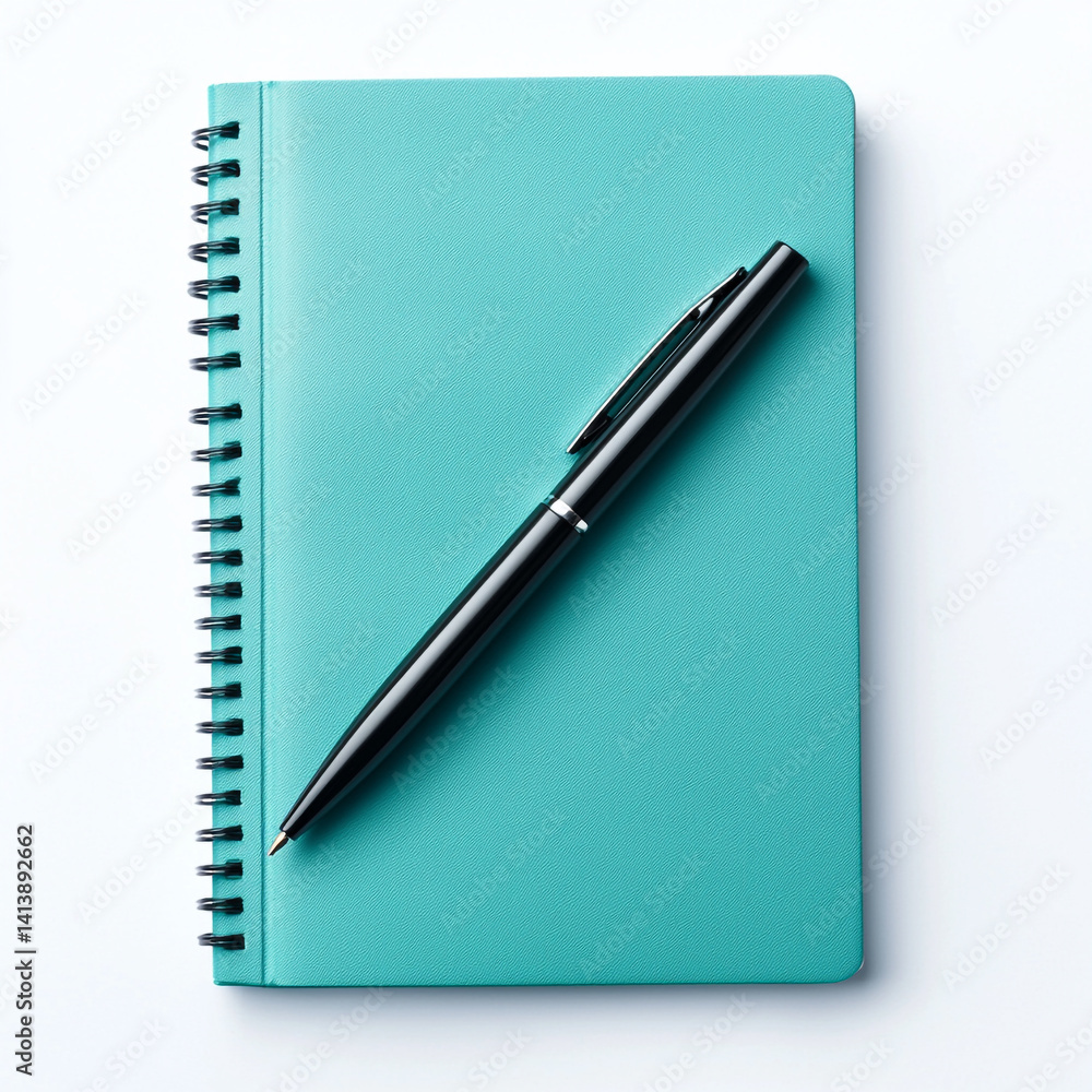 Isolated teal notebook with pen on plain white background, perfect for stationery, office supplies, business design, and educational visual compositions.
Isolated teal notebook with pen on plain white background, perfect for stationery, office supplies, business design, and educational visual compositions.
