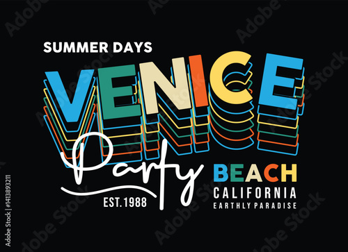 Venice beach typography graphic design, for t-shirt prints, vector illustration