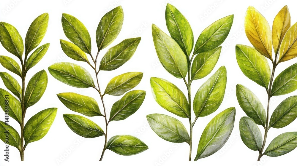 Watercolor botanical leaves Watercolor botanical leaves