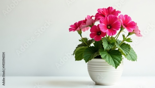 Wallpaper Mural Stunning geranium in decorative pot, white backdrop , geranium, bright, decorative Torontodigital.ca