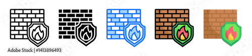 Firewall Icon Set Multiple Style Collection