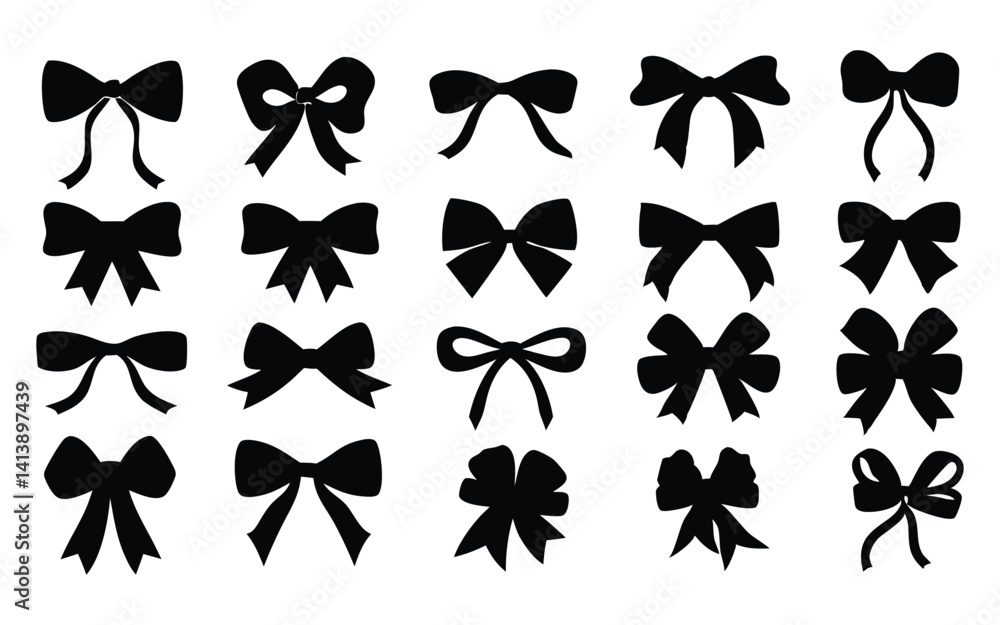 Bows vector silhouette set