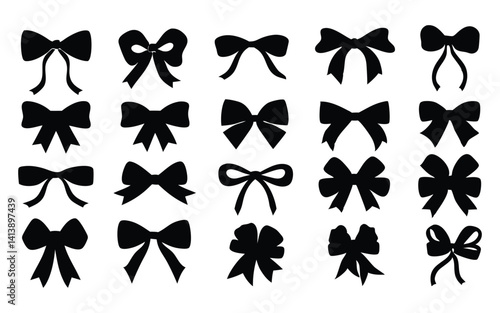 Obraz na płótnie Bows vector silhouette set w salonie