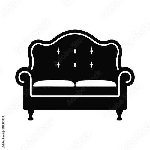 Sofa icon of silhouette vector illustration 