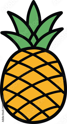 Beautiful ripe delicious pineapple vector art illustration
