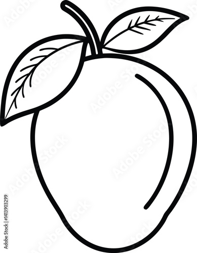 Hand-drawn outline mango icon on a transparent transparent background