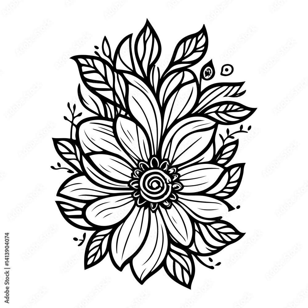 Fototapeta premium Elegant Floral Arrangement in Black and White