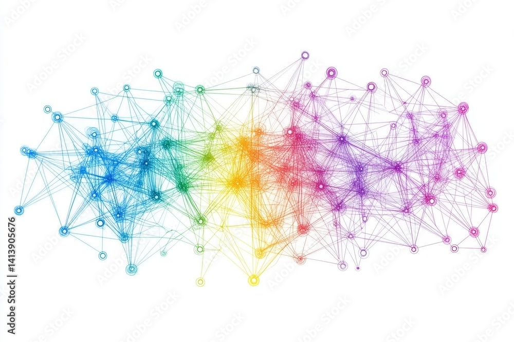 Obraz premium Colorful network of interconnected nodes