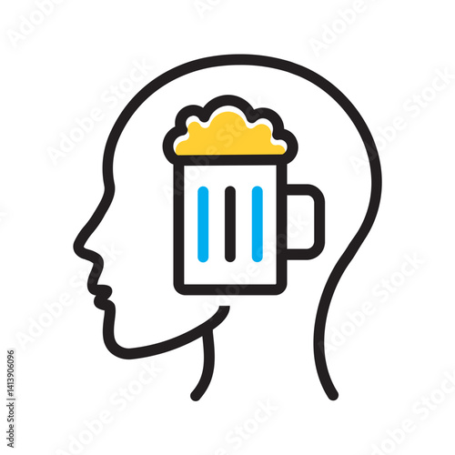 Vector multi color icon for Alcohol addiction