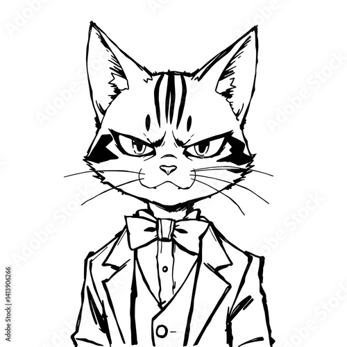 black and white pen and ink sketch in the Isekai anime style