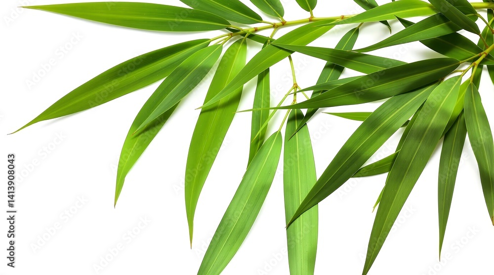 Fototapeta premium Green Bamboo Leaves Isolated on a White Background