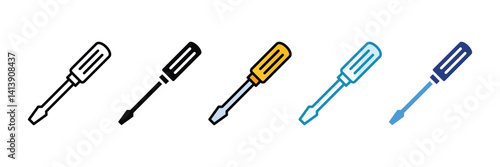 Screwdriver Icon Set Multiple Style Collection