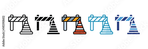 Under Construction Sign Icon Set Multiple Style Collection