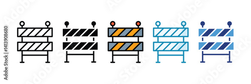 Barricade Icon Set Multiple Style Collection
