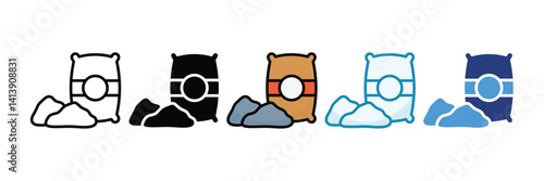Cement Bag Icon Set Multiple Style Collection