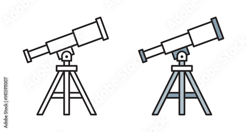 Vector Telescope Flat Design Illustration