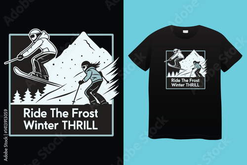 Vintage Ski Resort Scene with Stylish Skiers in Retro Outfits