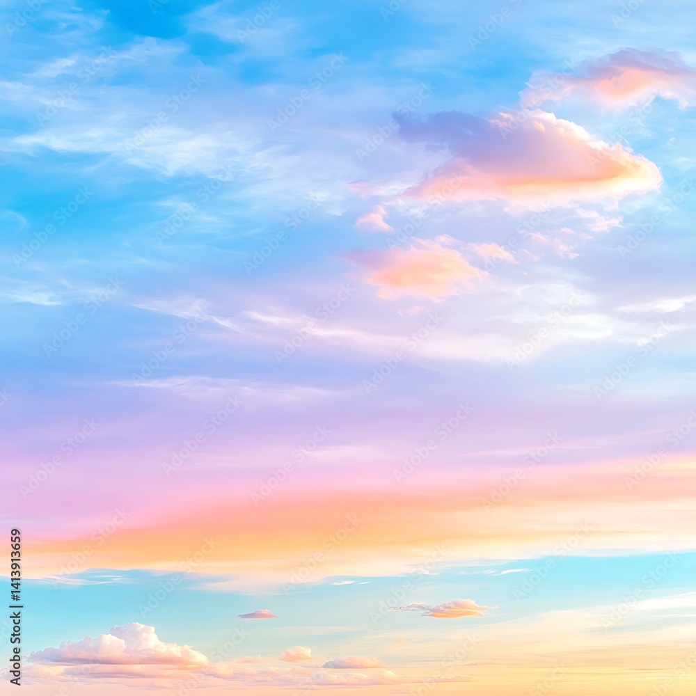 Obraz premium Pastel Sunset Sky Clouds