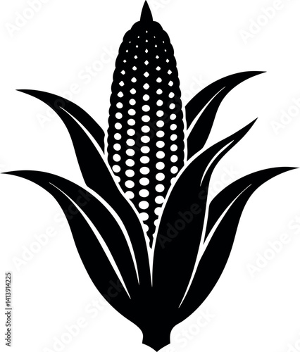 Corn Silhouette Vector Illustration for Graphic Design